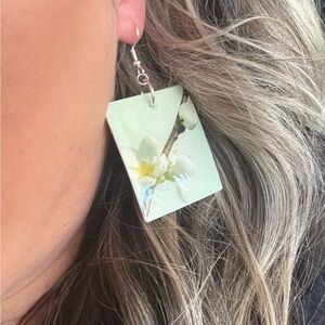 Floral Rectangular Earrings